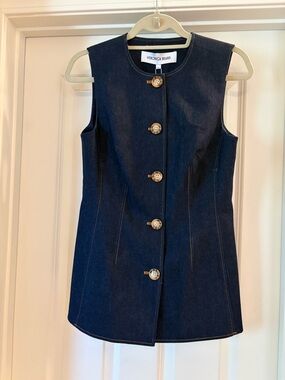 NWT Veronica Beard Jessup Sleeveless Vest in Dark Oxford Denim, Size 6